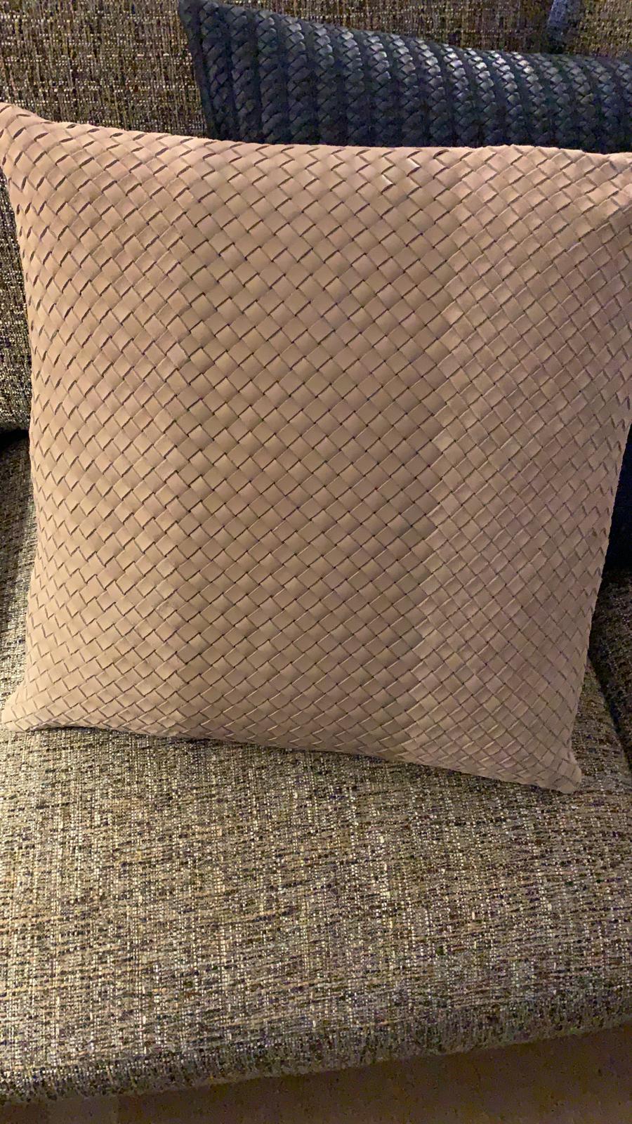 Mosaico Faixa Bicolor Woven Leather Cushion Square