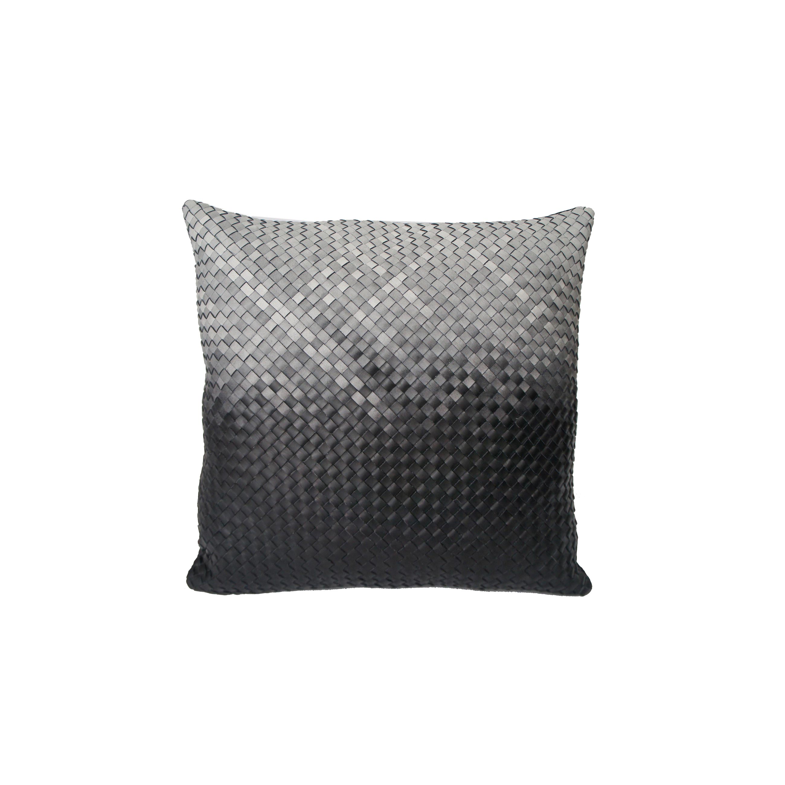 Mosaico Degrade Woven Leather Cushion Large - <p>The Large Mosaico Degrade Woven Leather Cushion is designed to complement an ambient with a natural and sophisticated feeling. The woven handmade leather cushions are specially manufactured in Brazil using an exclusive treated leather that brings the soft feel touch to every single piece. Cushion pads can be customised in a range of ethically sourced feathers, eco-friendly wool and allergy-friendly fibres. The fillings are sourced for their superior quality and properties to make only the finest quality cushion pads. </p>

<p>Elisa Atheniense Home Cushions are sold in pairs only, all cushions are available in two sizes<br />Bespoke sizes are also available under project request as well as colours.</p>
 | Arteficius