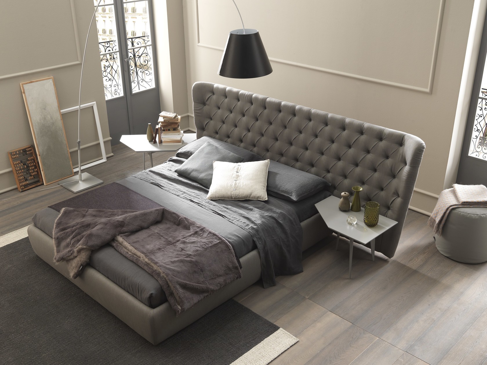 Selene Large Bed with Tufted Headboard
