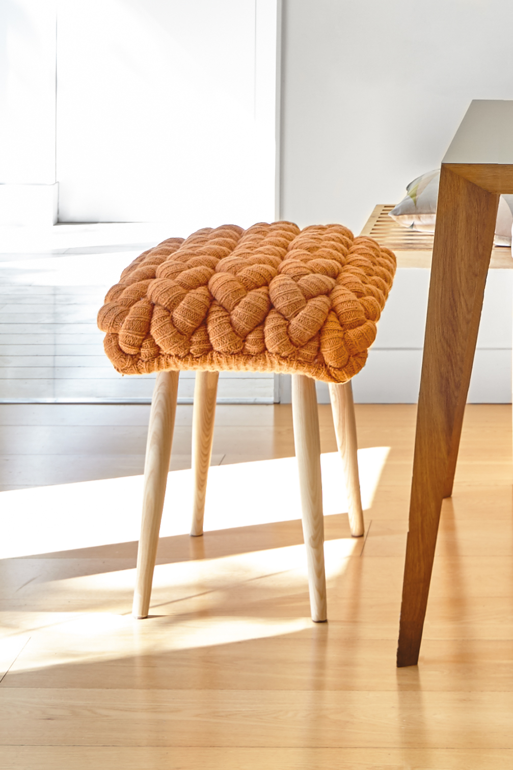 Knitted Orange Stool
