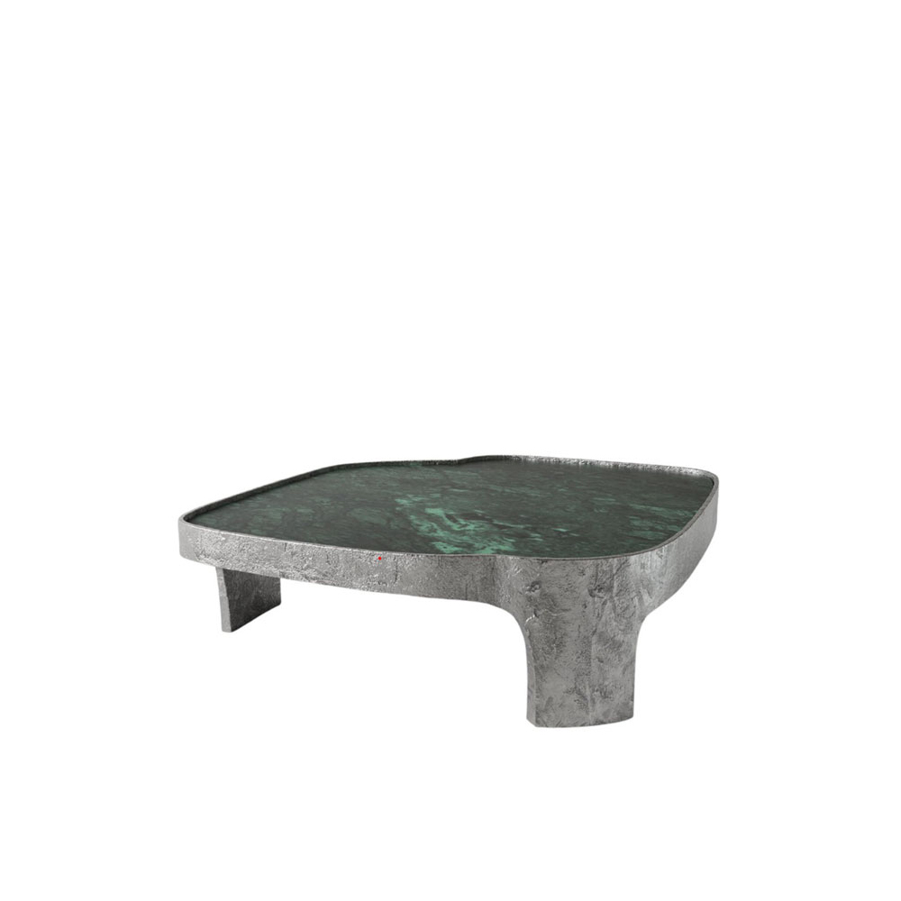 Sumatra Table Medium - Sumatra is a 21st Century collection of tables made by Italian artisans in aluminium with an extraordinary Travertino white cream marble plane. It is part of the collectible design language Sumatra that has been developed by the Edizione Limitata’s art research team in Milan. The objects ground their elegance in the contrast between the smoothness of the stone and the materic texture of the alumium body.
This language is developed with the suggestion of a contrast between materials, where the organic design of marble is enclosed within a clear aluminum frame.

Images show Sumatra  Medium Low Table version in Aluminum and Verde Guatemale Marble.

Sumatra  Medium Low Table is available in Aluminium, Bronze, Green, Red and Brown Patina Bronze as well as Blue Bronze on request.

Sumatra  Medium Low Table is also available with Marmo Guatemala, Fior di bosco, Radica, Breccia Paradiso, Fior di Pesco and Carra White Marble upon request.

As well as Verde lapponia, Yellow onyx, Oreo Grey, Rossi Albania, Rossi balmoral Travertine and Tiger onyx Marble.

And Baltic Brown, Serizzo Antigorio, Silver Travertine, Zebrato and Ombra di Caravaggio Marble and Africa Black Granite.

Each material will have a different cost, for more information please enquire.
 | Matter of Stuff